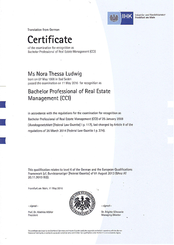 Diplom-Zeugnis englisch